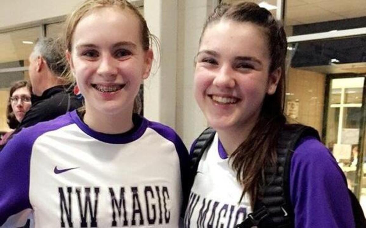 Gig Harbor sophomore to-be Brynna Maxwell, left, and Peninsula sophomore to-be Belle Frazier have grown up playing basketball together and play AAU hoops together in the offseason.