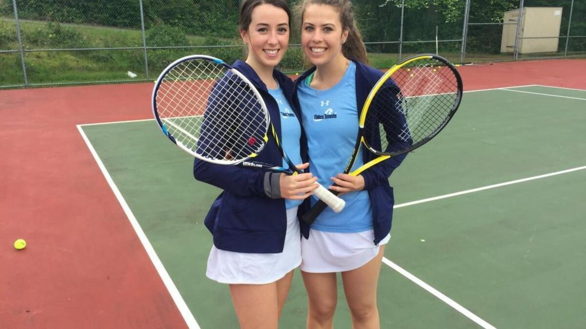Gig Harbor High School seniors Paige Lawson, left, and Lainey Butler are hoping to make the Class 3A state tournament as the school's No. 1 doubles team.