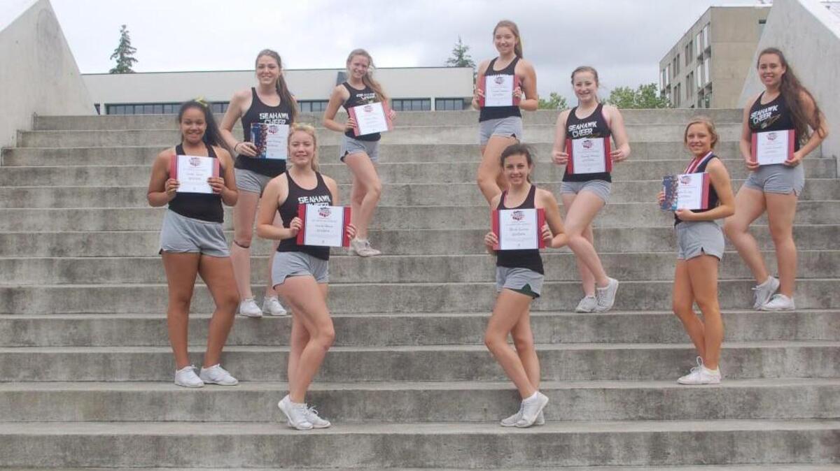 Peninsula High School's All-American cheer nominees at Western Washington University in Bellingham.