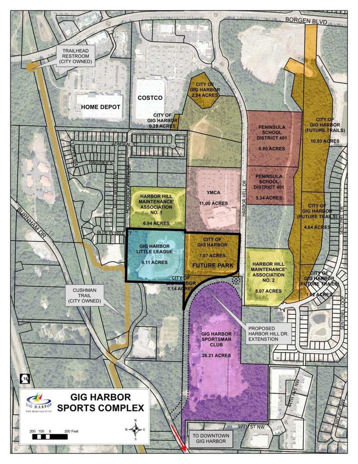 The city's acquisition of the Gig Harbor Little League fields is the first step toward an eventual 17-acre sports complex in Gig Harbor north.