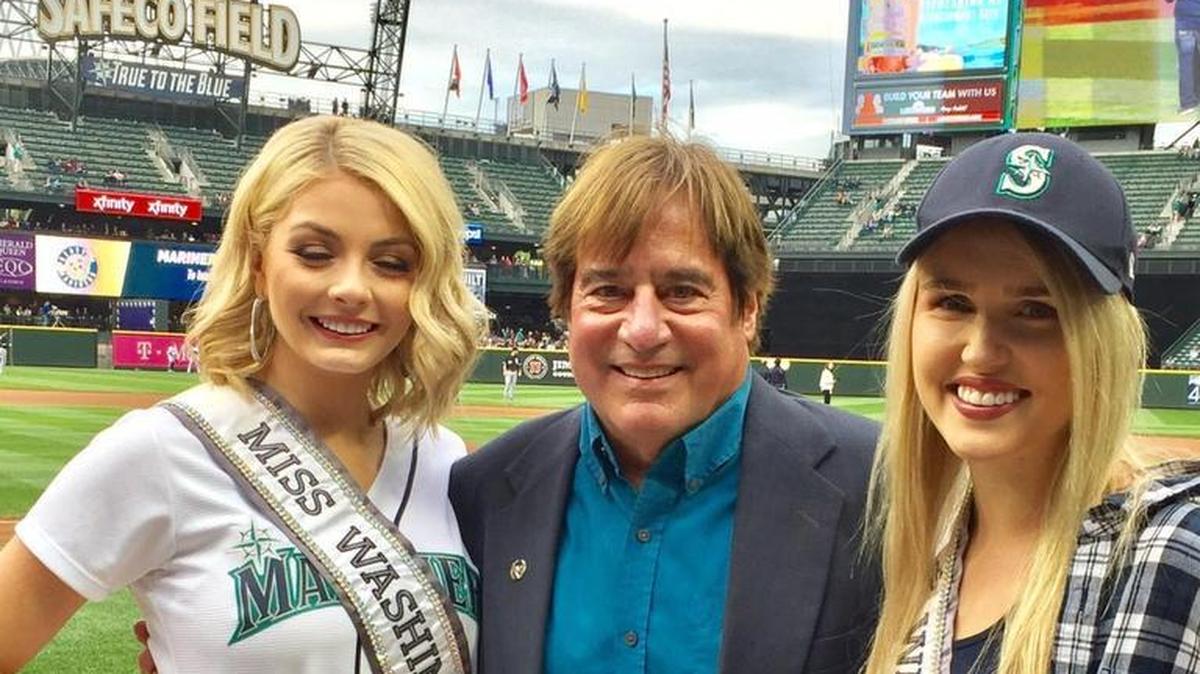 Jeff Lang, middle, stands with Alex Carlson-Helo, left, and Alyssa Williams, Miss Washington Teen 2018 at Safeco Field