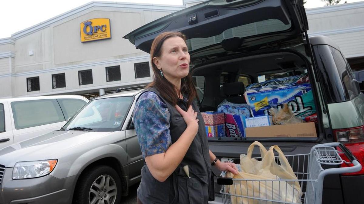 Rita Harbaugh talks about what losing the QFC in downtown Gig Harbor means to her after shopping there in 2011. Previously operating as the Thriftway Grocery, former employees and customers are having a reunion Feb. 16.