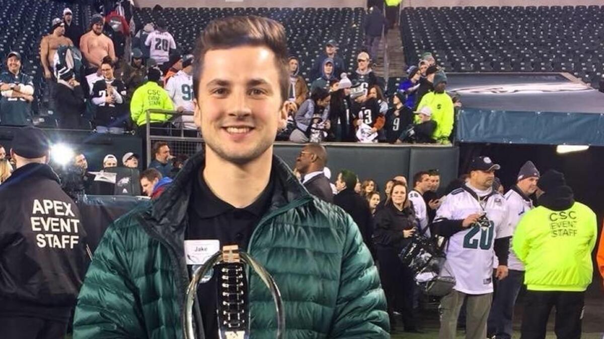 Peninsula High School 2013 grad Jake Richards landed his first job out of college in early January with the Philadelphia Eagles. Now, the Eagles are headed to the Super Bowl.