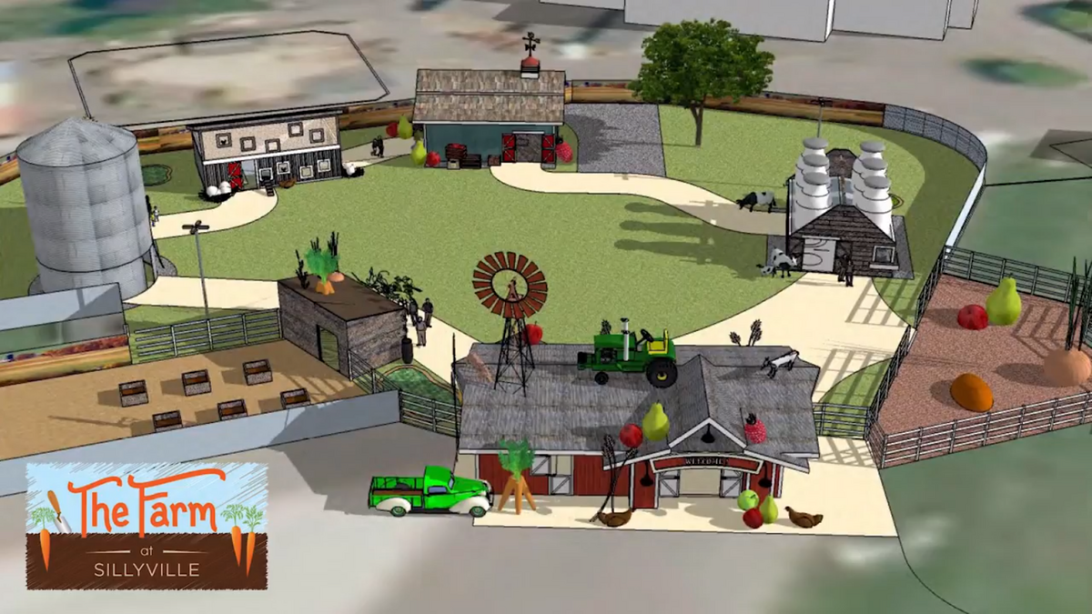 The Farm at Sillyville, a new attraction at the Washington State Fair, is an interactive farm on nearly two acres of land in the fair's Sillyville. It will feature five buildings with open spaces and will teach children about the farming process.