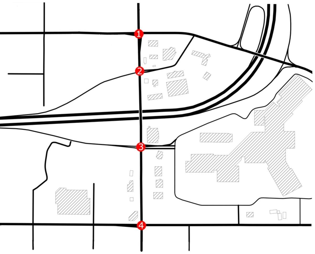 A diagram of the 9th Street Southwest corridor in Puyallup shows where the city’s new adaptive signal system has been installed. Early data released this month shows that the system is improving the number of vehicles passing through the intersection during rush hour.