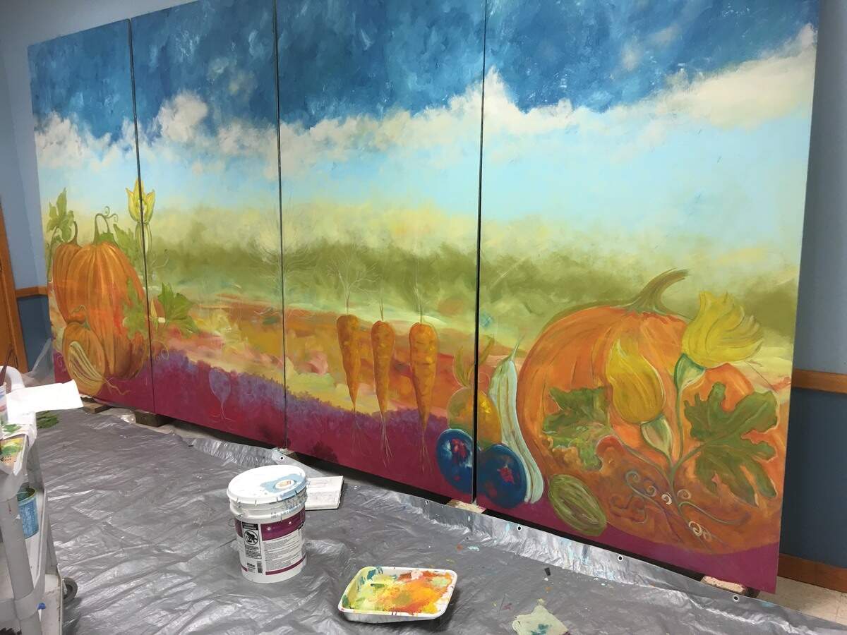 The mural by Roberto Salas as of Oct. 12. The mural will be placed across the street from Puyallup High School.