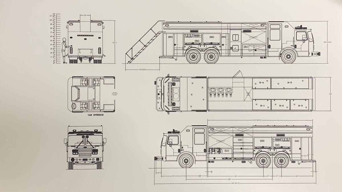 A design shows what Central Pierce Fire & Rescue’s first-ever heavy rescue rig will look like. The rig will be purchased with help from a $681,000 grant.