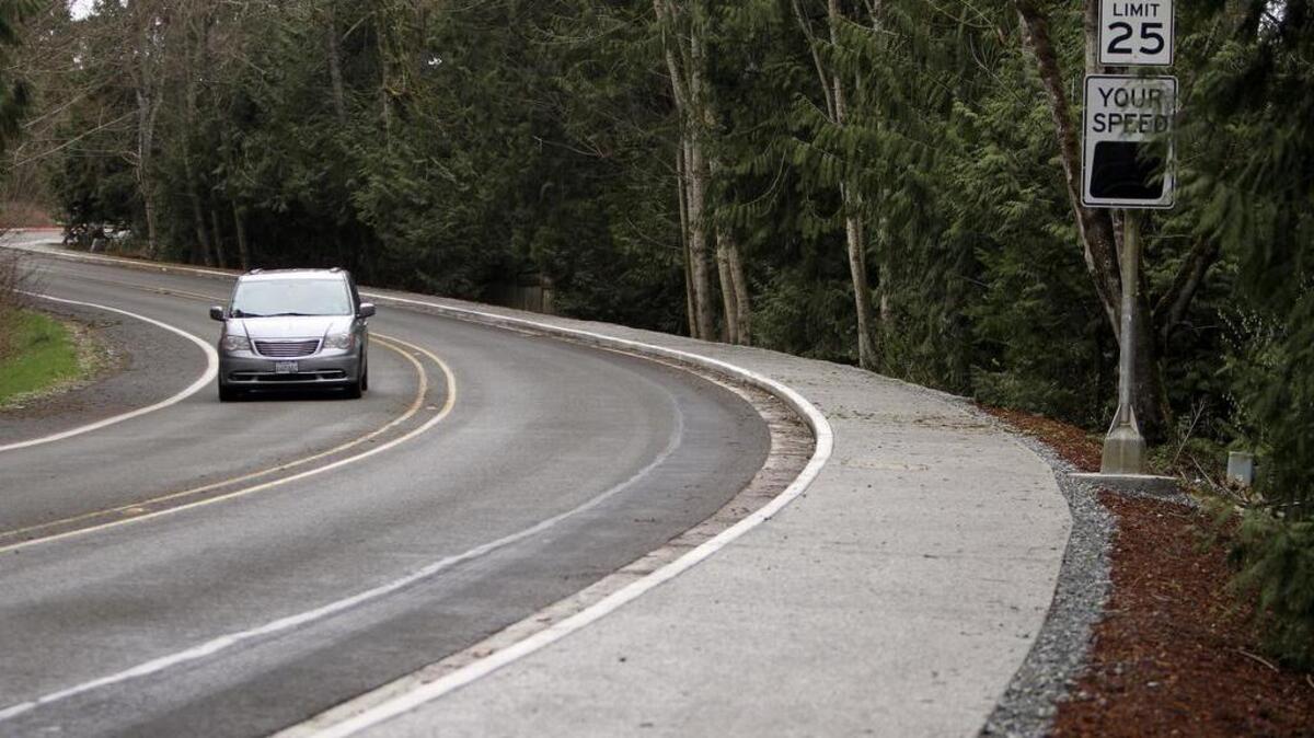 A recently-completed sidewalk project using porous materials that help drain water stands on Wildwood Drive in South Hill near the Ferrucci Junior High School campus. Several more future projects are planned around the city to improve the safety of pedestrian traffic along the city’s roadways.
