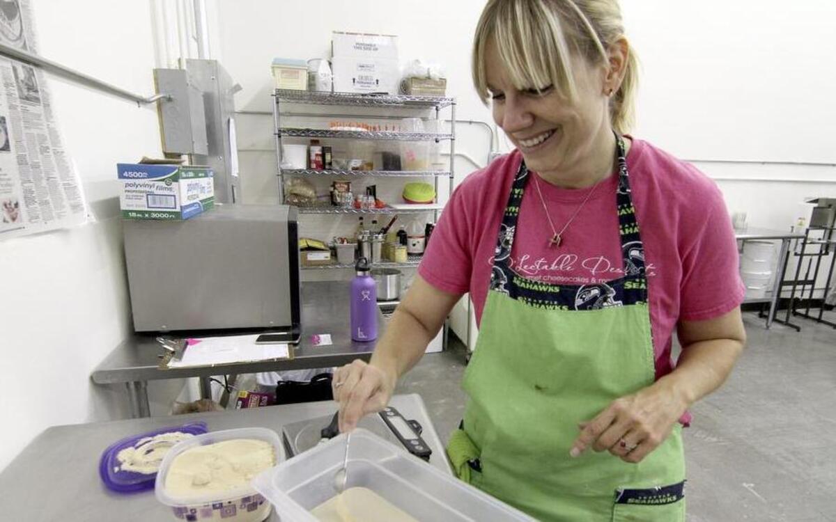 
Danelle Bentley, owner of Fife-based D’Lectable Desserts, is a Puyallup resident with a passion for her baking business. Although cheesecake is a specialty of hers, she also creates many different baked goods for her customers’ needs. She was hard at work last week in her kitchen.
