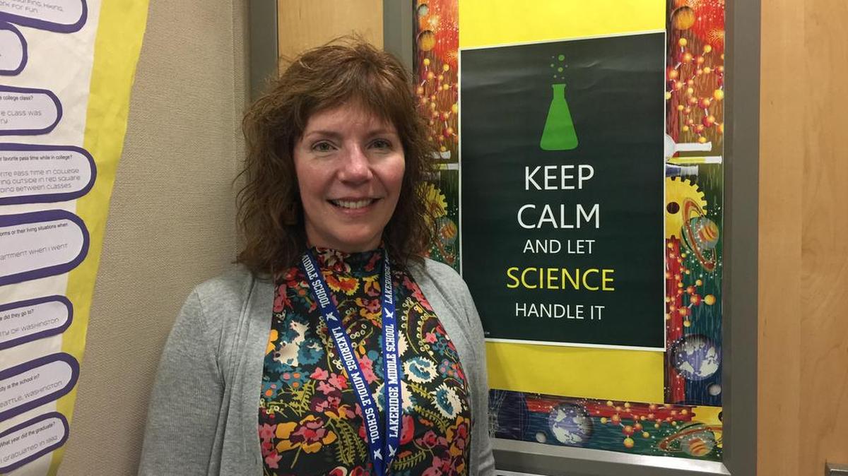 Lakeridge Middle School science teacher Michele Chamberlain was selected as a state-level finalist for the Presidential Award for Excellence in Mathematics and Science Teaching (PAEMST), the highest honor that math or science teachers can receive in the state for K-12 education.