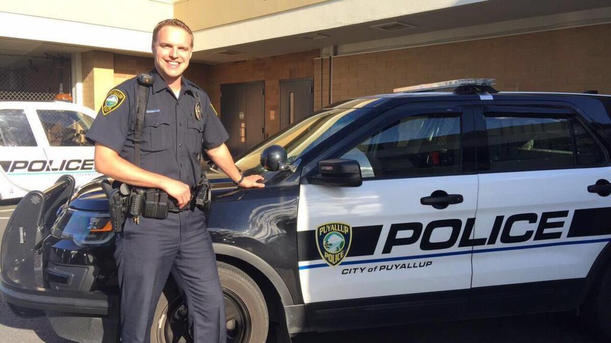 Kaleb Johnson, 27, joined the Puyallup Police Department in May after three years as an officer with the Chula Vista, California police department.