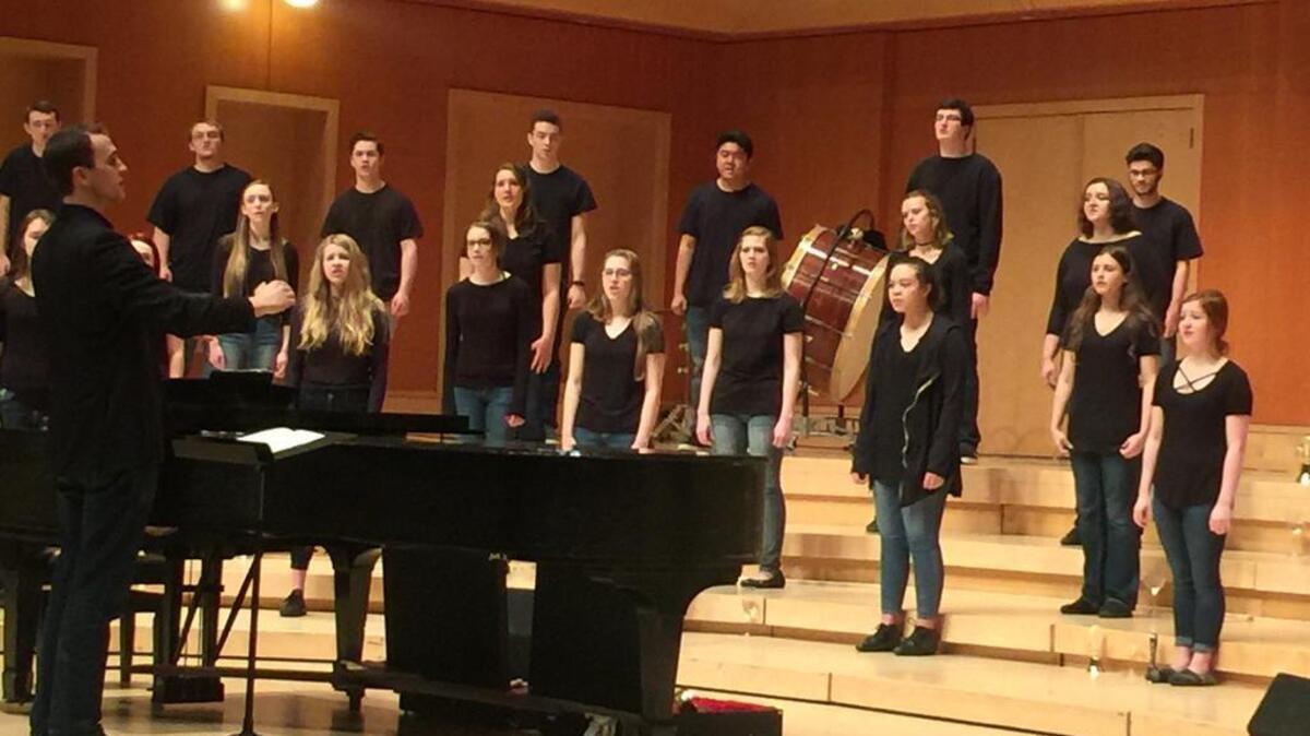 The Puyallup High School (PHS) choir sings at a performance at Pacific Lutheran University. Its upcoming performance will be with the University of Puget Sound Adelphian Concert Choir at 7 p.m. March 15 at the PHS auditorium.