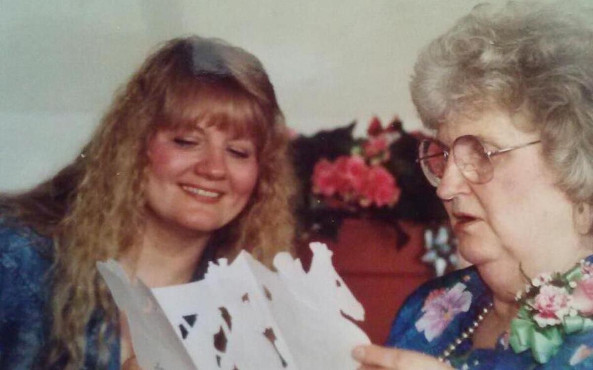 Linda Loveall and her mother, Alice Loveall, celebrate Alice’s birthday. Alice passed away in 2008 after Linda spent years caring for her.