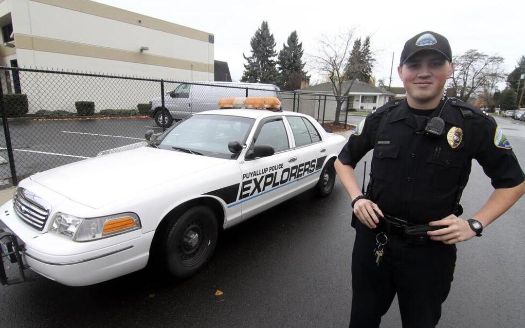 Puyallup Police Department Explorer Capt. Zachary Orr, 18, is getting first-hand experience in what he hopes to make his career. The 2015 Puyallup High grad also works security at the Target store in Federal Way.