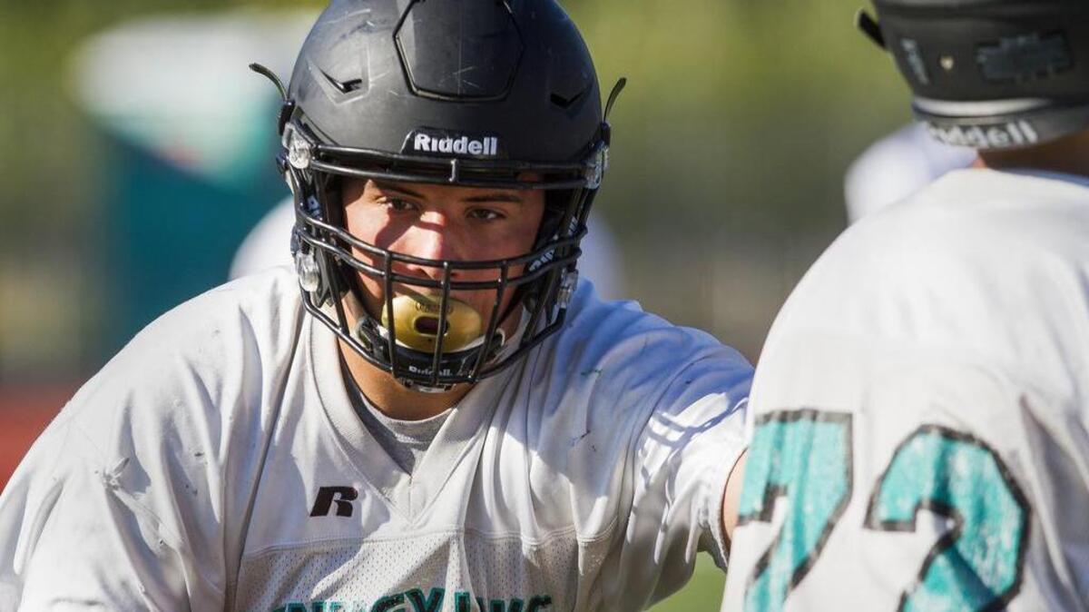 Bonney Lake High lineman Caleb Davis is one of several big bodies on the offensive line, which the Panthers will lean on this season.