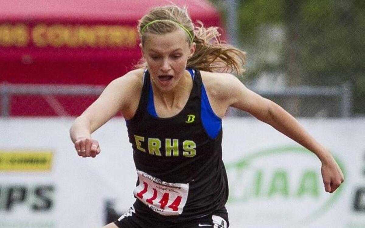Emerald Ridge’s Karlee Stueckle competes in the 100-meter hurdles event at Star Track XXXIV at Mount Tahoma High School on Saturday, May 28.