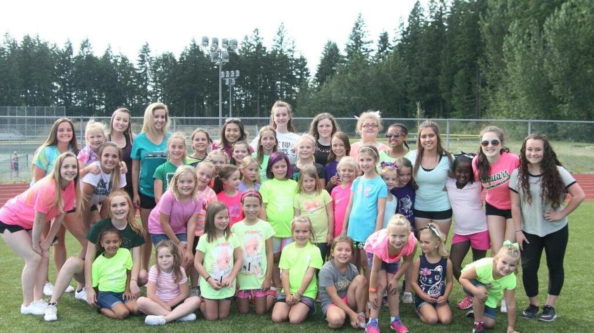 Emerald Ridge cheer camp provided fun and excitement for the 35 girls who participated during the three-day Jaguar Kids Football Camp.