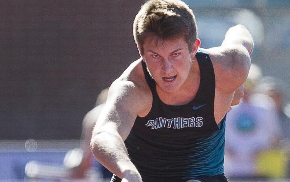 Bonney Lake’s Cody Miller competes in the 110-meter hurdles event during the first day of the South Puget Sound League/Seamount League 3A sub-district track meet at Sunset Chev Stadium last week.