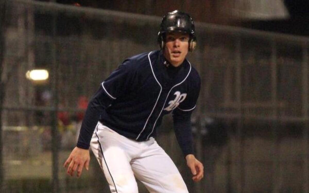 Rogers Rams then-sophomore Troy Johnston leads away from third base during a game at Heritage Park during the 2014 high school baseball season. Johnston has verbally committed to Gonzaga University.
