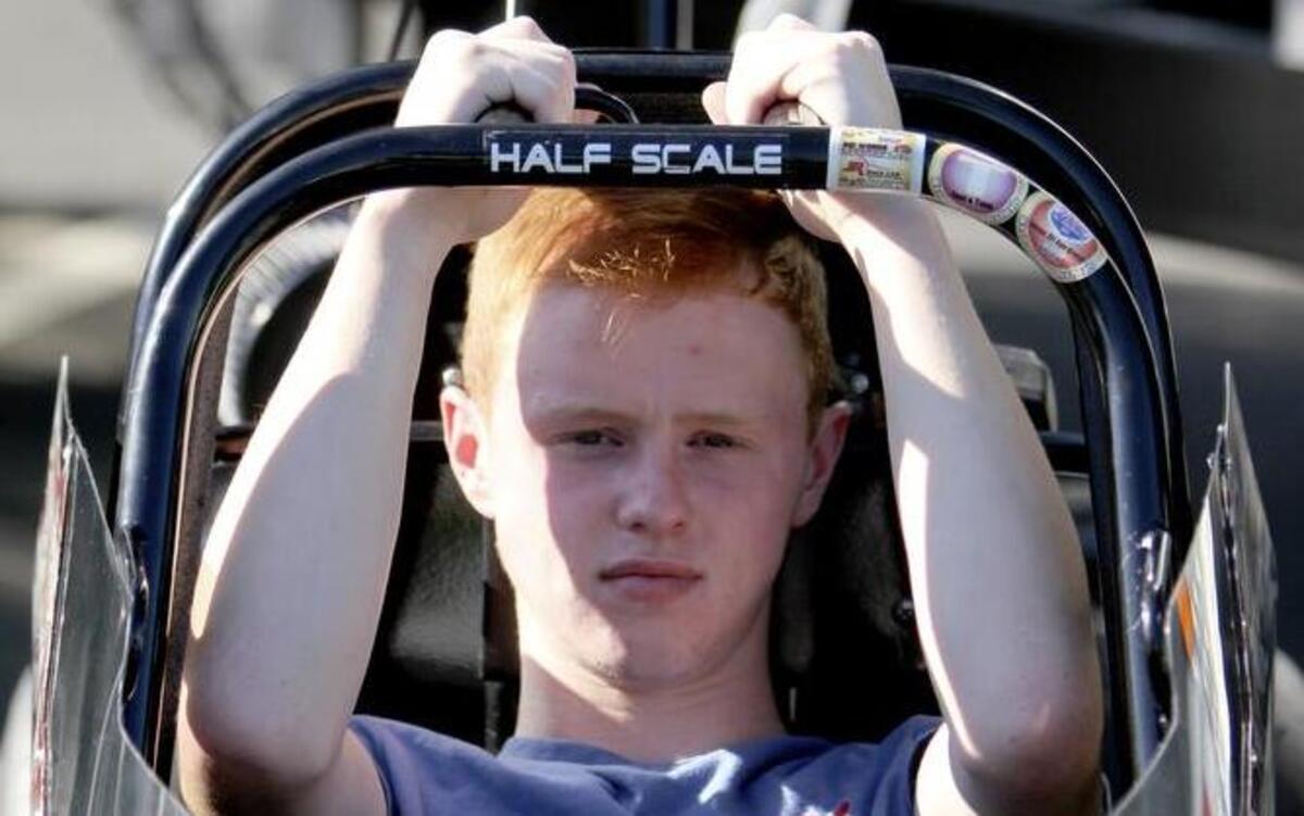 Devin Lewis, 17, sits in his dragster last week in Sumner. Lewis is part of a group of local young drag racers who compete locally and along the West Coast.