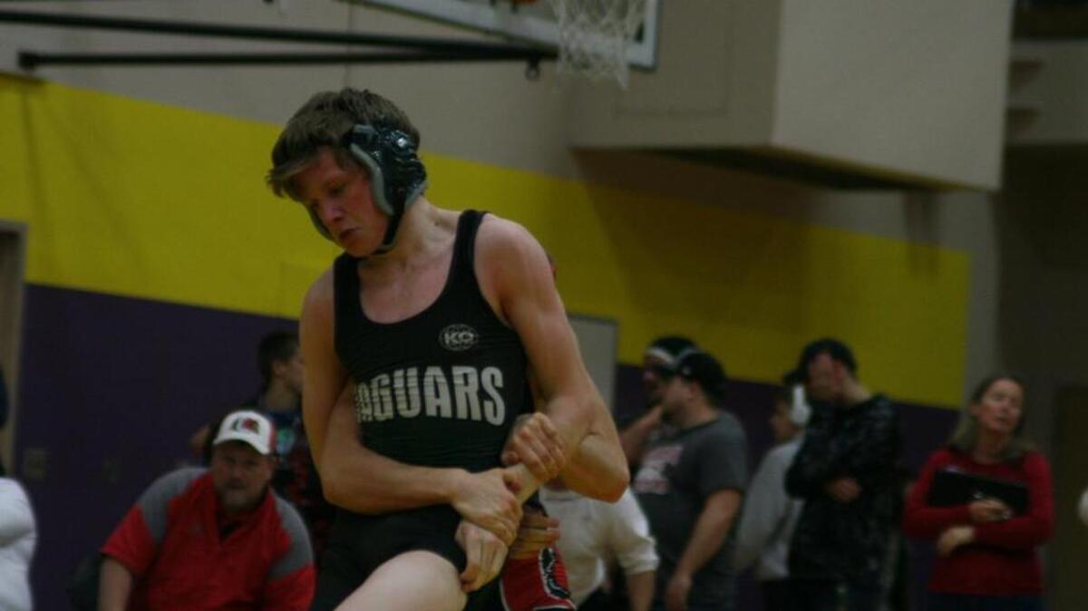 Logan Swank was able to reach the 120-pound finals at the Wilfong Classic, but the Emerald Ridge junior lost to Orting’s Chrys Cenkush, 15-6.