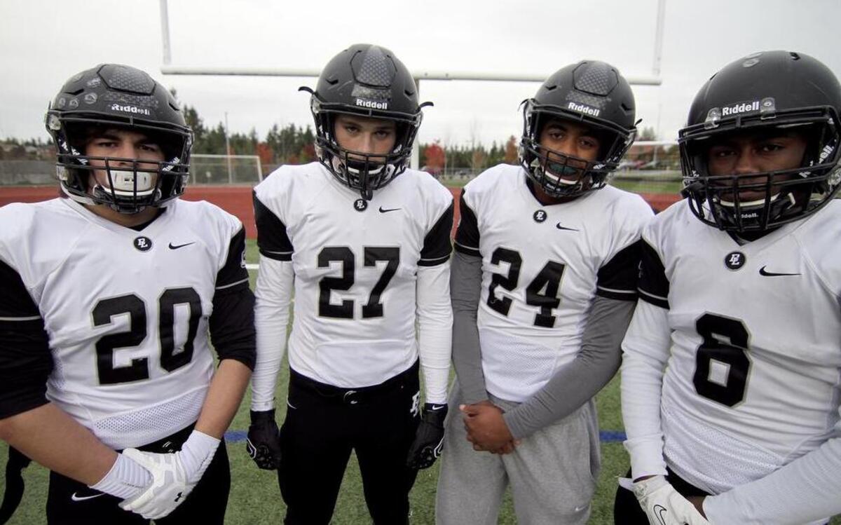 The Bonney Lake High offense featured a bruising running game behind, from left, Jason Day, Ethan Koepke, Marcus Hamilton and Patrick Oxile. The foursome helped carry the Panthers all the way to the Class 3A state quarterfinals.