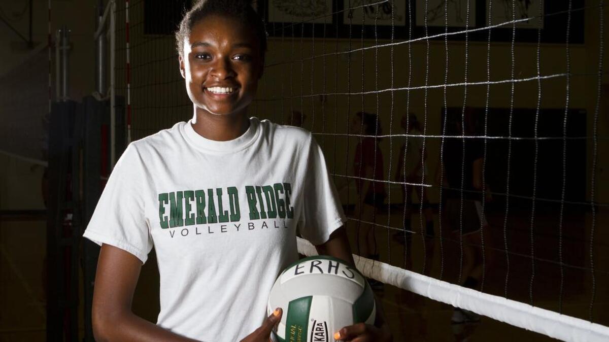 Emerald Ridge High junior Kava Durr stands for a portrait during practice at the high school. Durr recently accepted an offer to play volleyball at Colorado State University after next season.