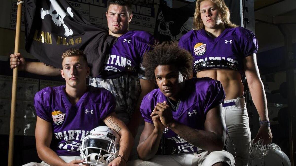 From top left: Logan Mayer, Ben Wilson, Skyler Sandretzky and Connor Wedington are part of Sumner High’s Black Flag defense.