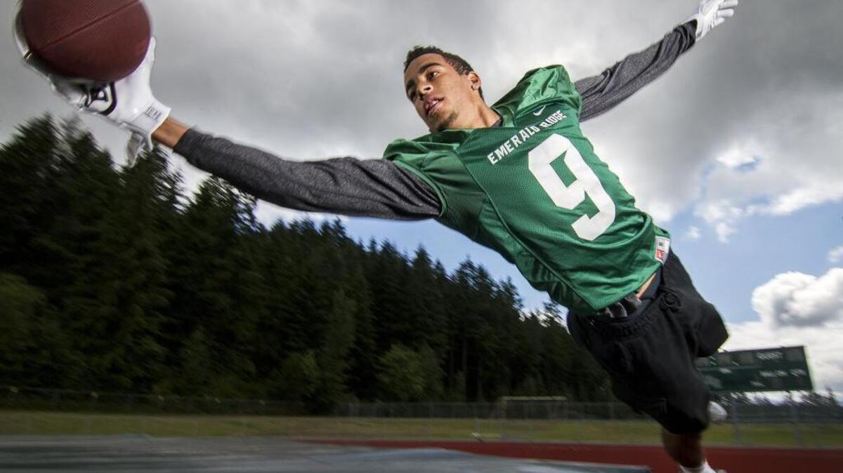 Sure-handed Emerald Ridge High receiver Andrew Boston has pulled in nine college offers so far.