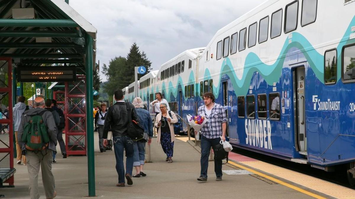 Proposed access improvements to the Sumner Sounder station include building a 620-stall parking garage on the southwest corner of the lot for a net gain of 500 stalls, constructing an elevated pedestrian bridge over the train tracks, and sidewalk and lighting improvements.