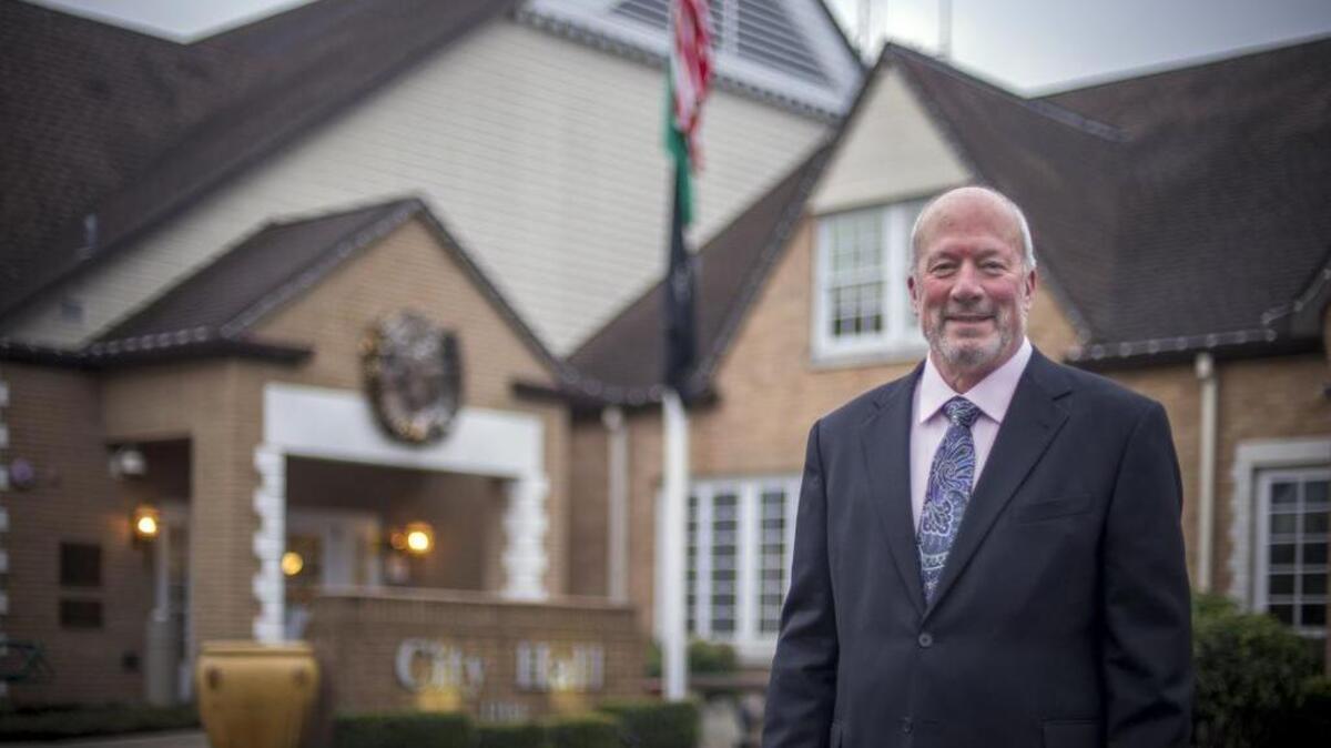 Sumner’s new mayor, Bill Pugh, in front of City Hall.