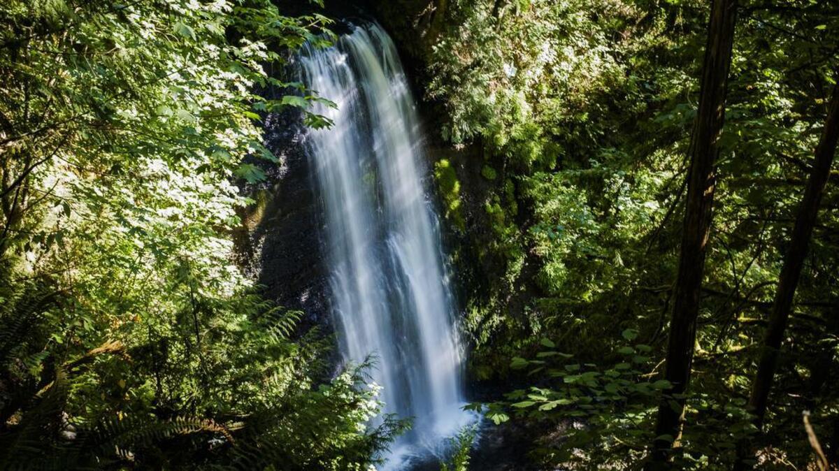 Victor Falls is seen from the viewing area at Victor Falls Park in Bonney Lake. The Bonney Lake Arts Commission chose the park to hold its first-ever arts and music event this month in conjunction with the city’s grand opening.