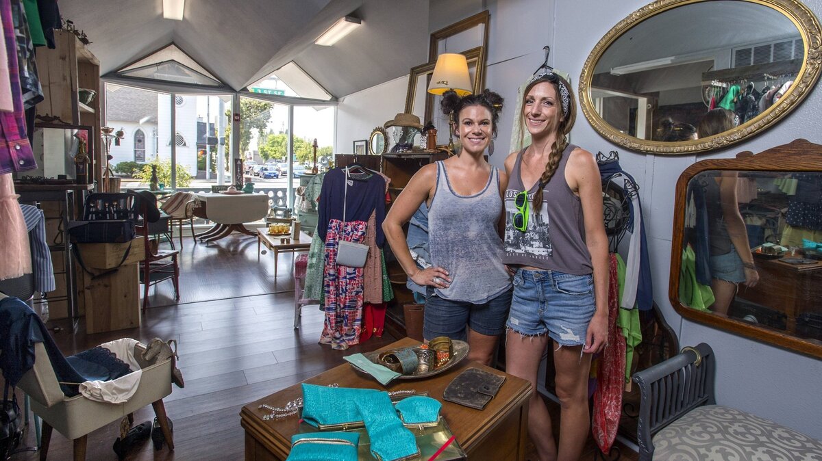Co-owners Sierra Baker and Steph Cortez in The Locals Store in downtown Puyallup, Aug. 9.