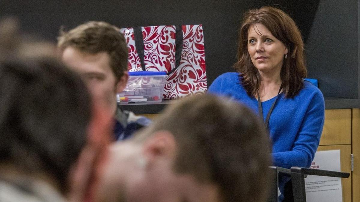 Kathy Holand, a Pierce County Juvenile Court supervisor, watches a class at the UW YMCA on Jan. 29. Some of the kids are here as an alternative to detention at Remann Hall.