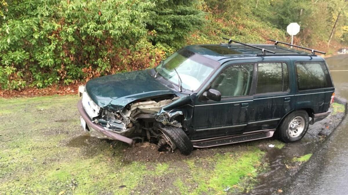 This vehicle, driven by a drunken woman with a mostly empty bottle of wine in her purse, crashed into three other vehicles in Edgewood on Wednesday afternoon, according to Pierce County sheriff’s deputies.