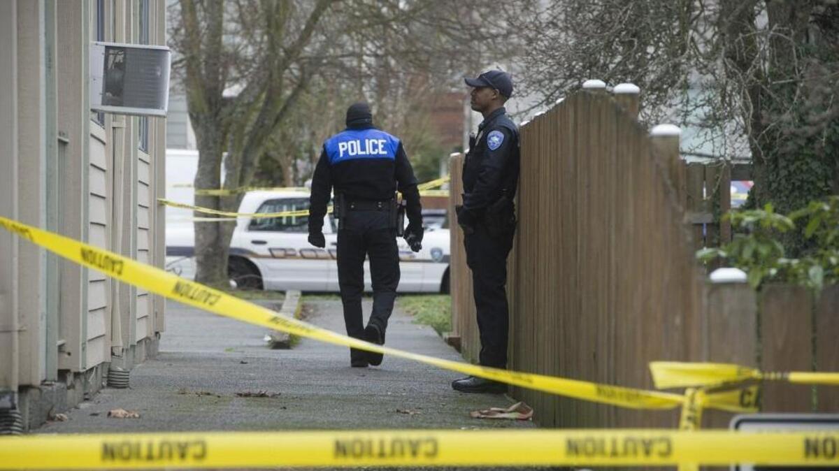 Tacoma police investigate following a death at a fourplex in the 600 block of South Steele Street in Tacoma on Wednesday.