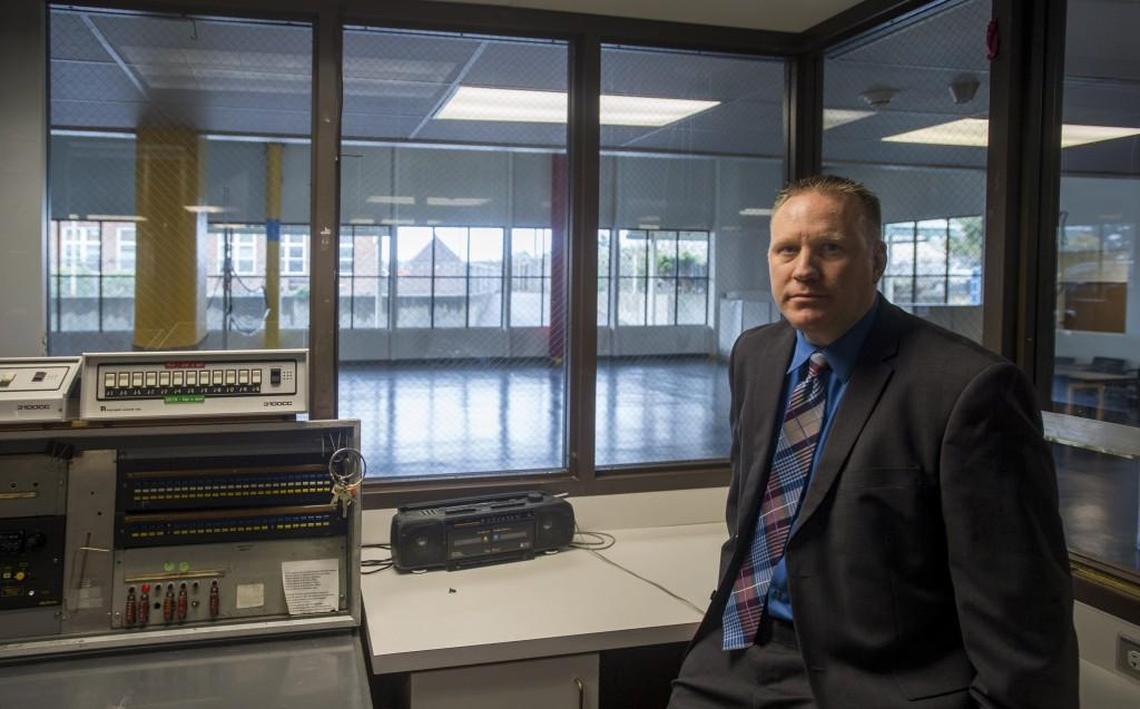 TJ Bohl, the former Pierce County Juvenile Court Administrator, in the control room of an unused detention facility, Feb. 11, 2016. It was closed in 2004 because fewer kids under court supervision are kept in detention.