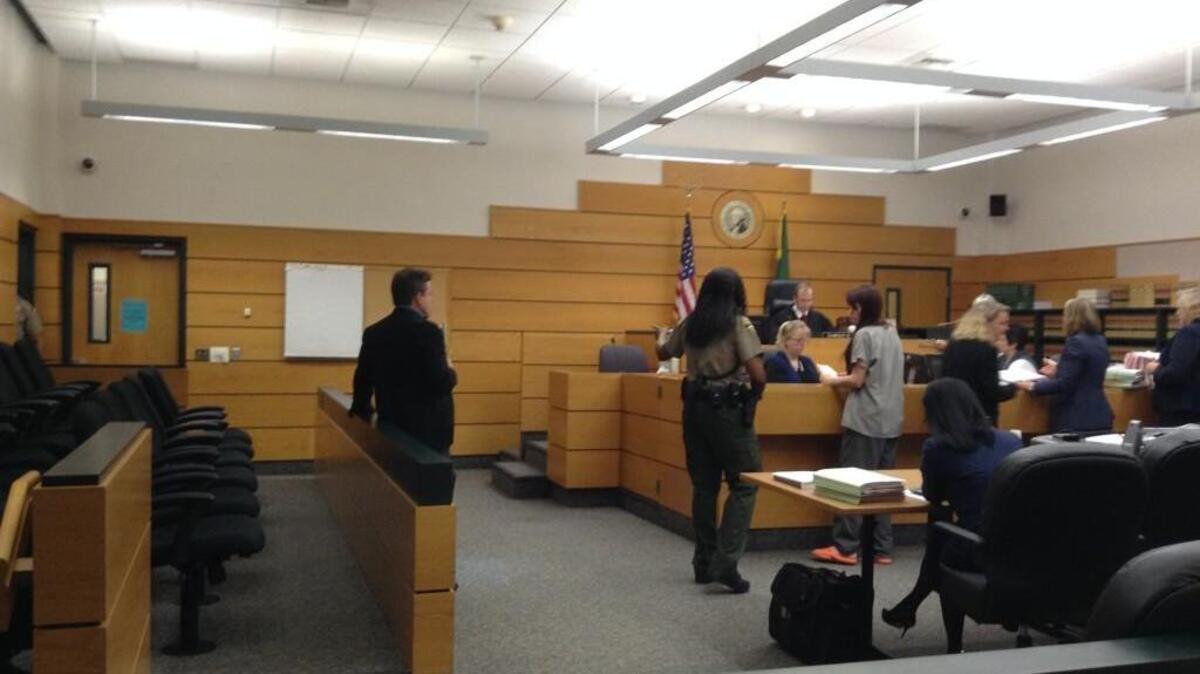 Ashlee Hutt, 25 of Parkland, is sentenced Friday for exposing her young children to heroin. She pleaded guilty to third-degree child assault, and Superior Court Judge Garold Johnson gave her a high-end sentence of three months behind bars.