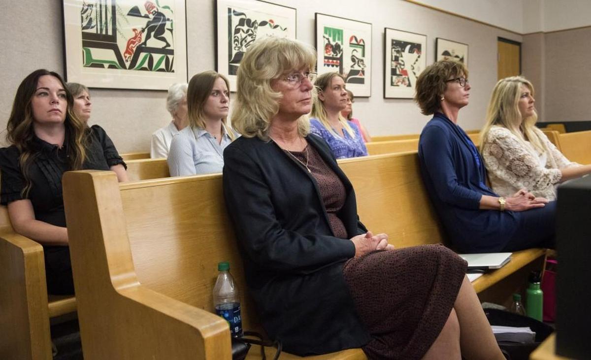 Kim Meline listens to testimony from a Western State Hospital employee during proceedings at Pierce Count Superior Court in Tacoma on Tuesday, June 6, 2017. Meline is suing the state and the hospital for releasing her son Jonathan from involuntary commitment before he murdered his father in 2012.