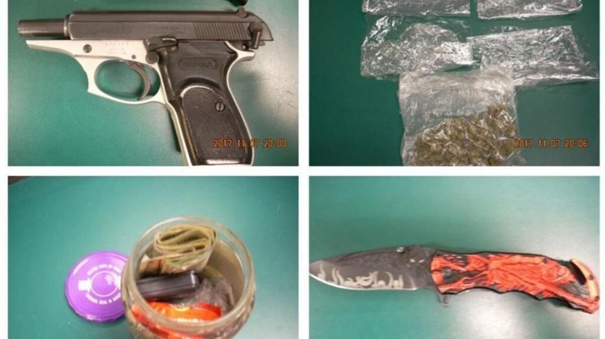 A 15-year-old boy had a gun in one pocket, a knife in another and marijuana in his backpack when he was arrested Tuesday afternoon at Bethel High School, according to a Pierce County Sheriff’s Department’s report.
