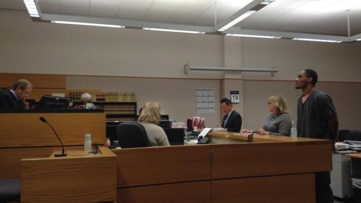 Anthony Antonio Hayes, right, is sentenced May 19, 2017 in Pierce County Superior Court, for the rape and robbery of women he met on Backpage.com. He attacked the women after meeting up with them at Tacoma motels. Judge Garold Johnson, left, gave him 25 years to life. That means the state's Indeterminate Sentence Review Board will determine if or when he's released — after Hayes serves the minimum term.