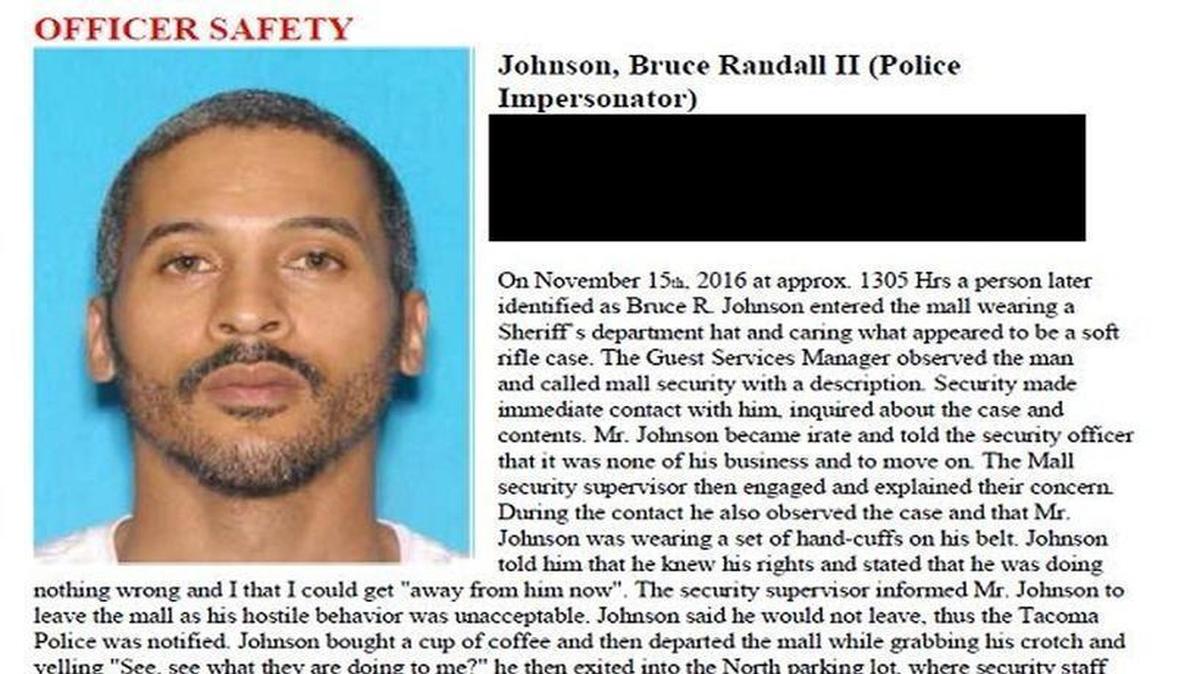 Bulletin sent to all Pierce County law enforcement agencies regarding Bruce R. Johnson II.