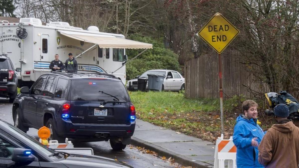 The scene of a shooting death in Puyallup at the intersection of 9th st. SW and 18th ave. SW.
