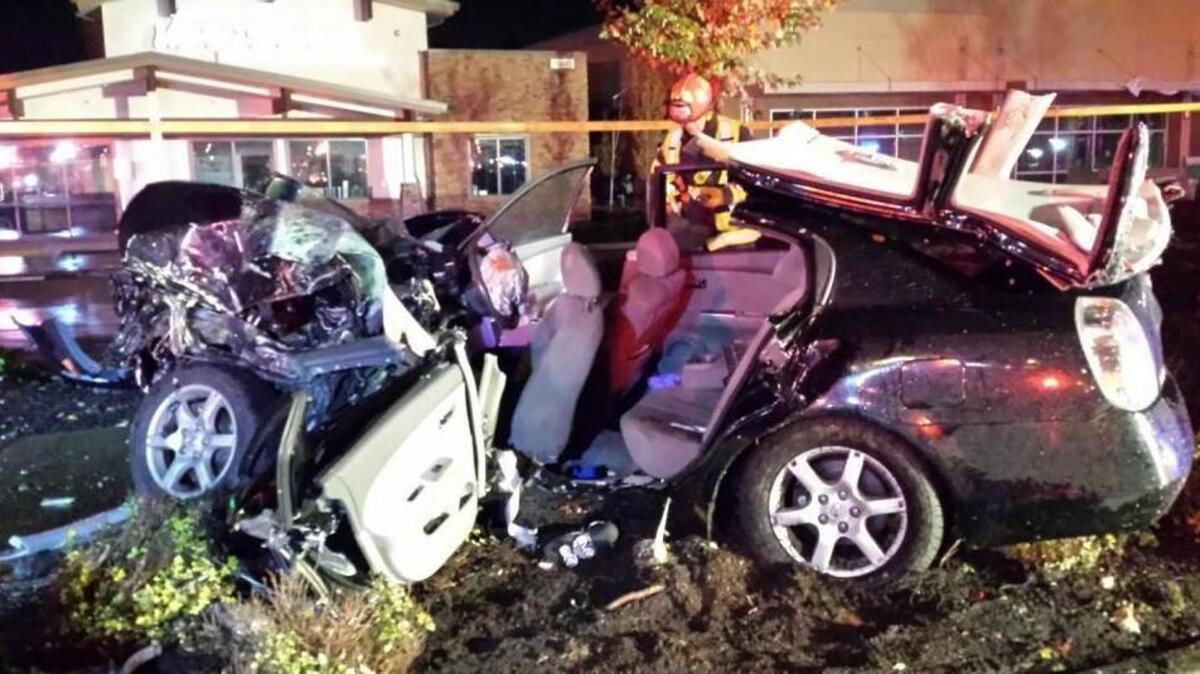 A Gig Harbor man was seriously injured Sunday when this vehicle, which he was driving, ran a red light a rear-ended a family of five driving a minivan Sunday in Maple Valley, the King County Sheriff’s Office said.