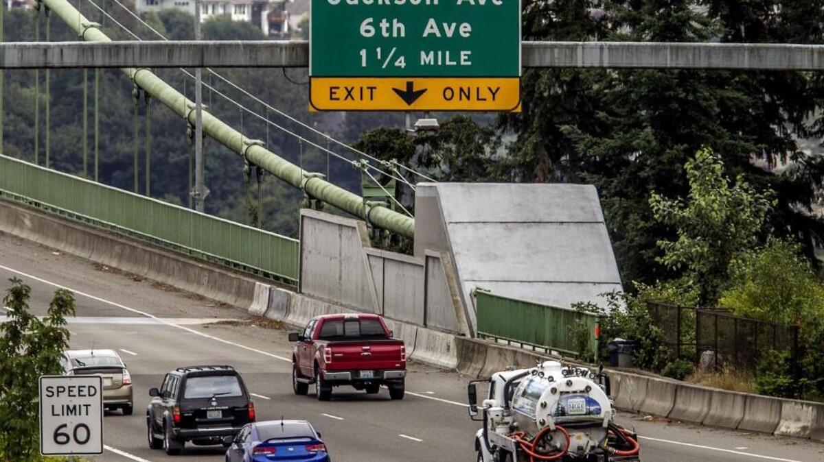 Traffic flows on the eastbound Tacoma Narrows bridge on state Route 16 in Gig Harbor in June 2016. A 94-year-old Poulsbo man drove across that bridge the wrong way Tuesday afternoon before being stopped by a Pierce County sheriff’s deputy, the department announced Wednesday.