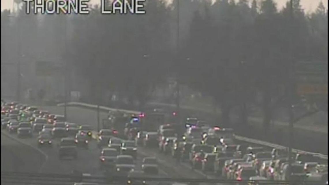 Southbound Interstate 5 was closed in Lakewood on Saturday after a vehicle struck a pedestrian, according to the Washington state Department of Transportation.