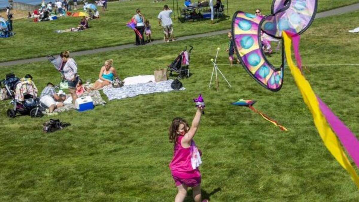 8-year-old Zoey Houkom of Tacoma flies a dragonfly kite in the central meadow of Chambers Creek Regional Park on a sunny day in 2104. Pierce County is asking residents to complete a short online survey to shape its master site plan for future development and uses of the park.