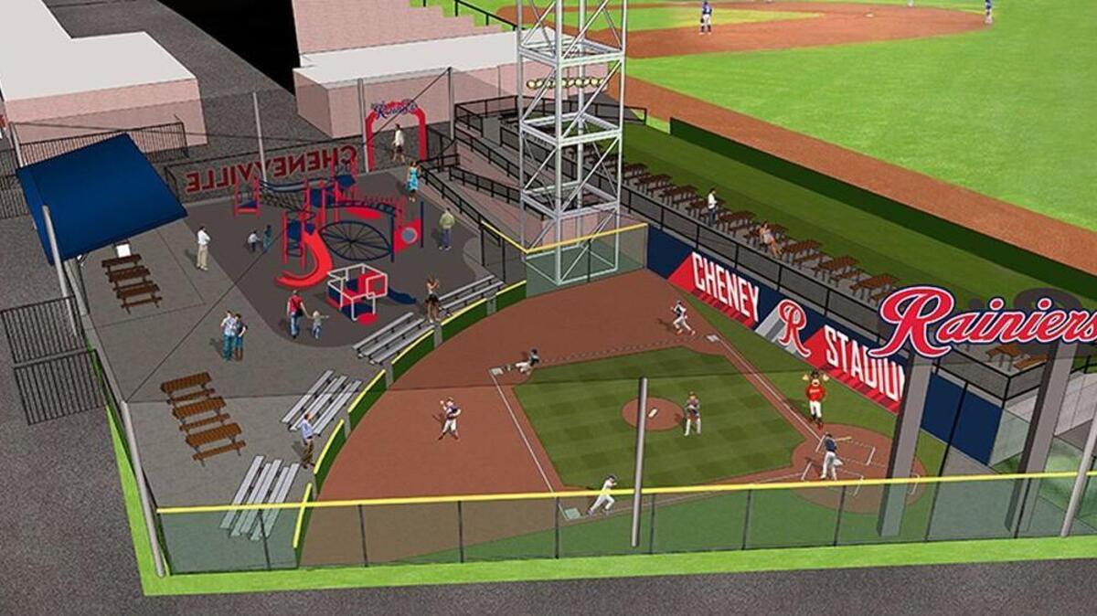 An artist rendering of a new whiffle ball field and park planned for Cheney Stadium. Construction is expected to start in November. The park could be complete by April and will be open year-round.