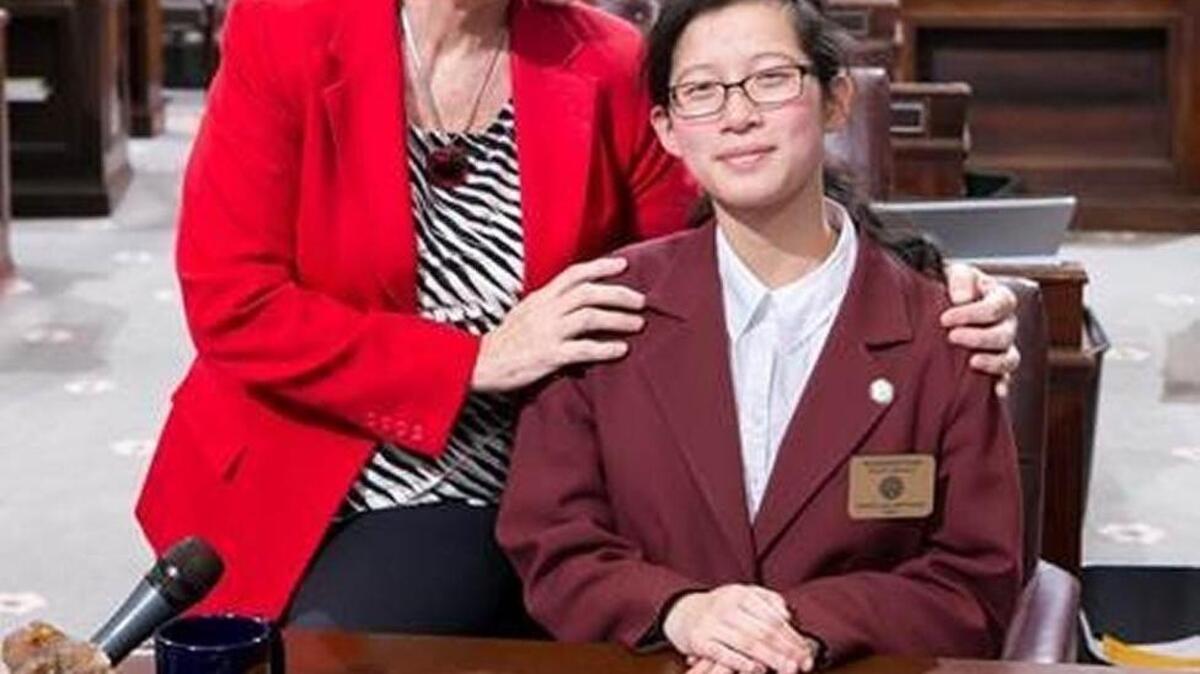 Sen. Randi Becker and Page Jessica Burroughs