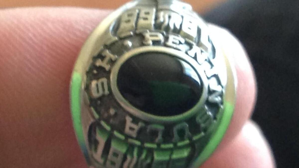This 1966 Peninsula High School class ring was found in Westport recently, and the discoverer is trying to reunite it with its original owner, believed to be Nancy Propps.